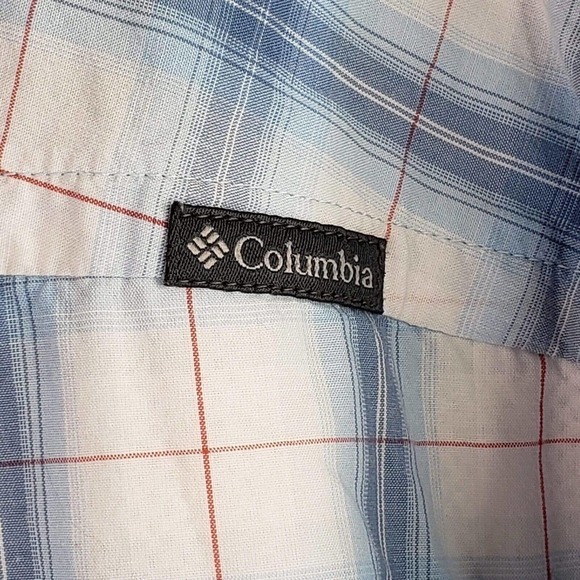 Columbia Men’s 2XL Blue Plaid Short Sleeve Vented Button Up Cotton Shirt - Picture 7 of 9